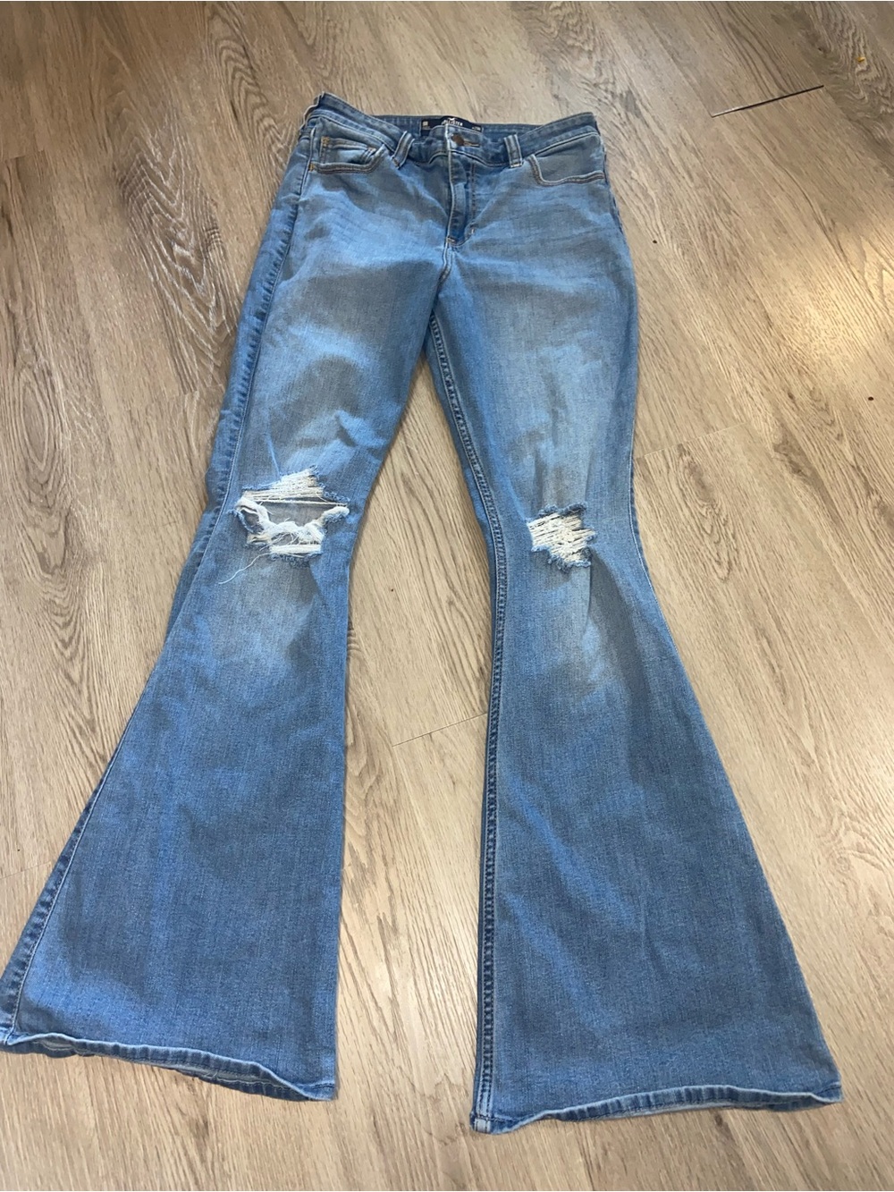 Hollister Light Blue Distressed Flare Jeans